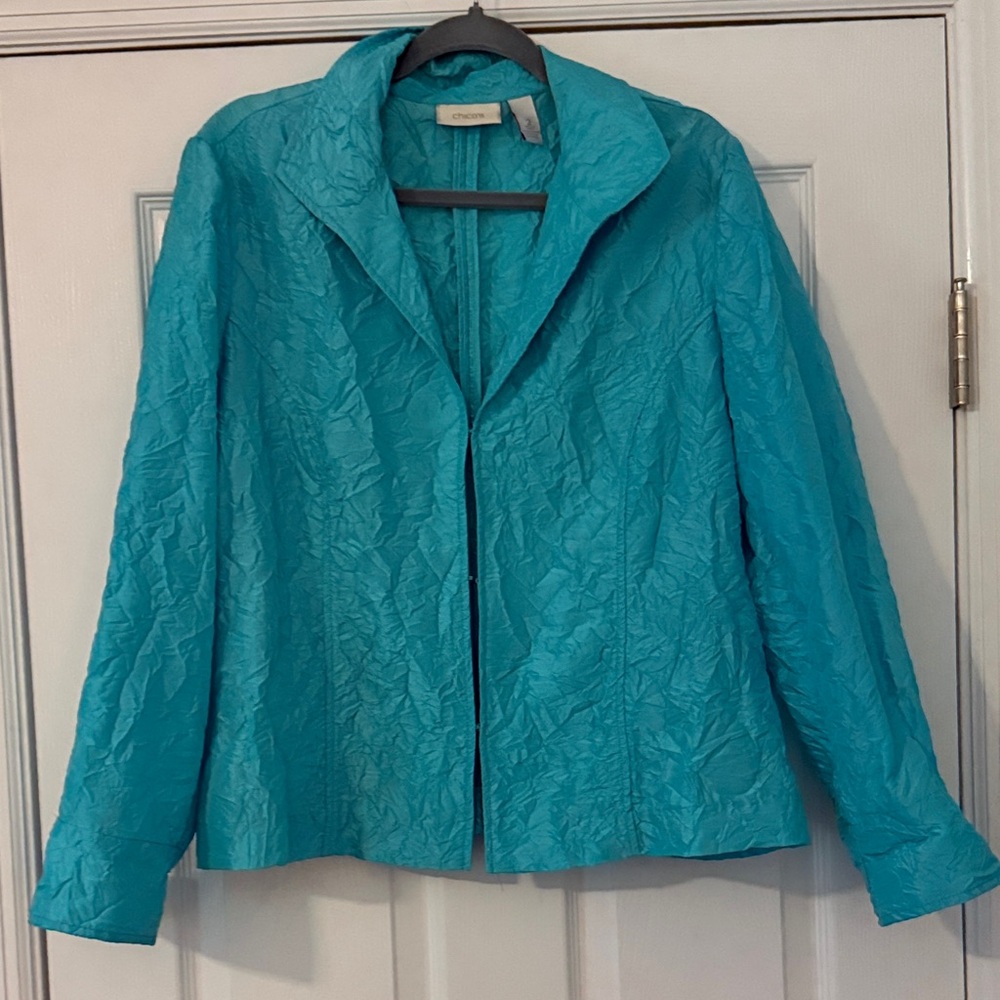 Chico's Turquoise Crinkle-Texture Jacket